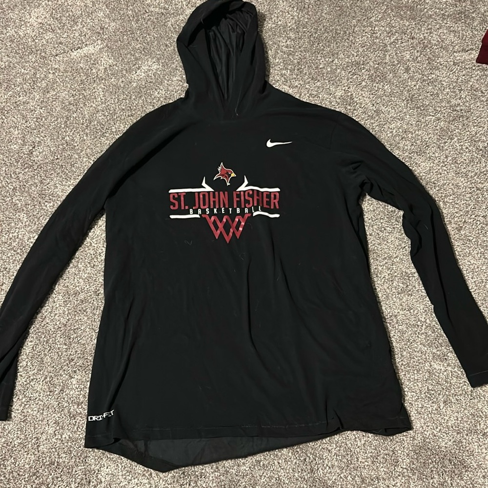 Black Nike Dri Fit Hoodie (the Nike tee). St. John fisher basketball
